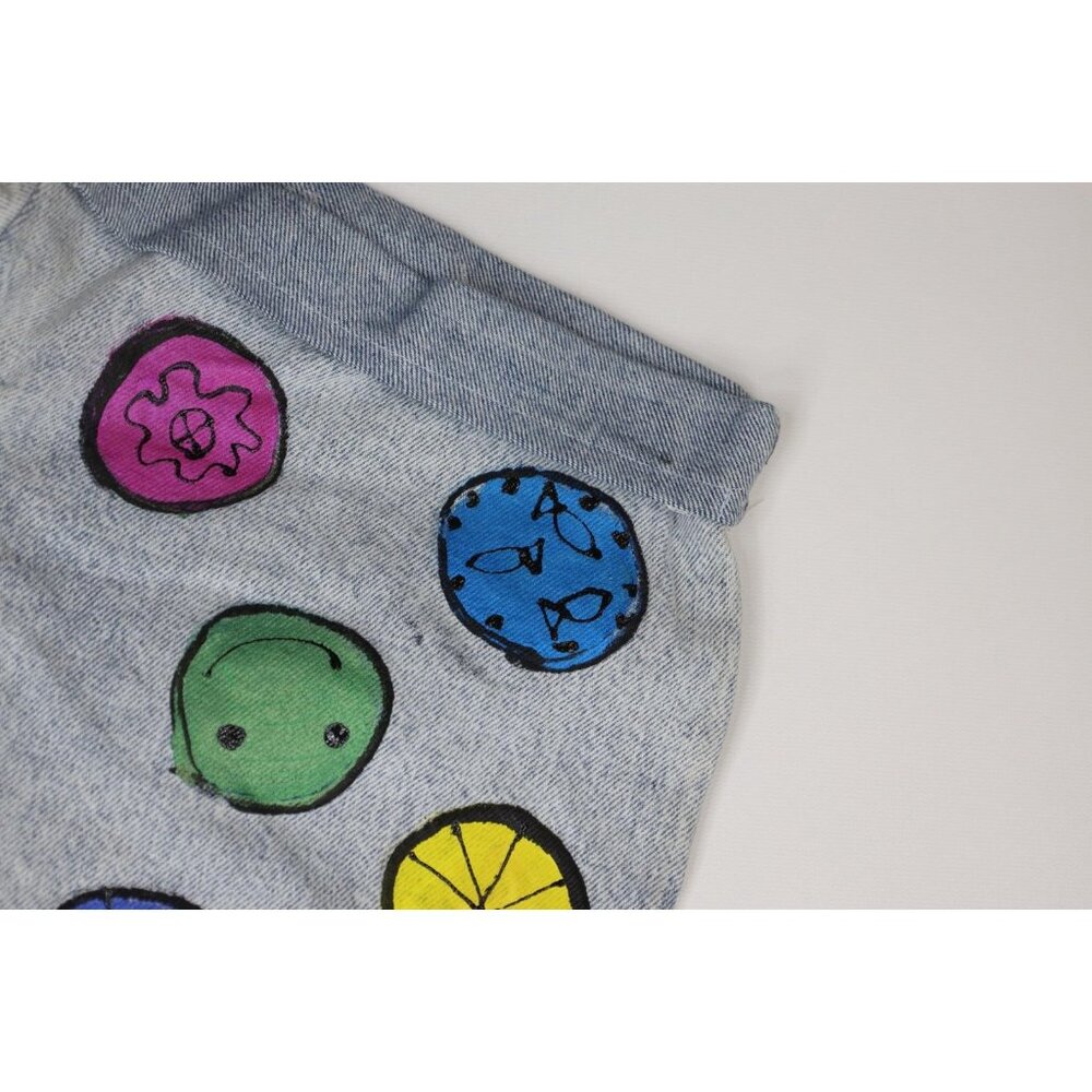 Vintage 70s 80s Levis Womens 26 Hand Painted Free Speech Acid Wash Shorts USA - Picture 5 of 14